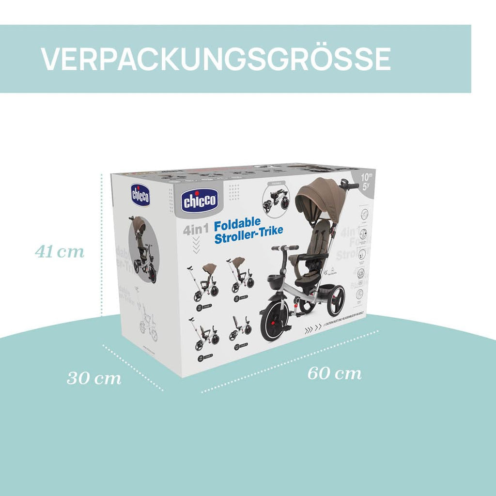 4in1 Dreirad abnehmbares Verdeck Eva Gummiräder Teleskop Schiebestange Freilaufpedale
