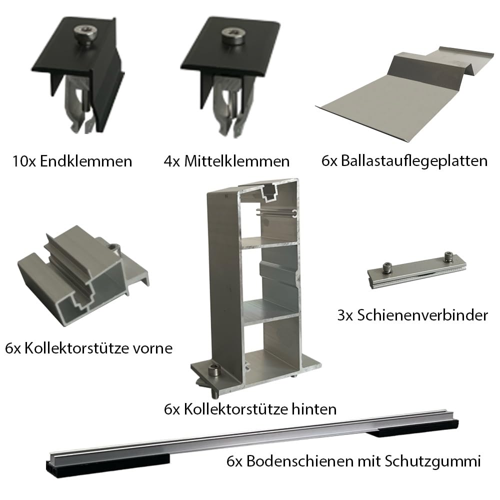 Solar Halterung Flachdach Ballast Montageset Dachbefestigung für 4 Solarmodule Photovoltaik