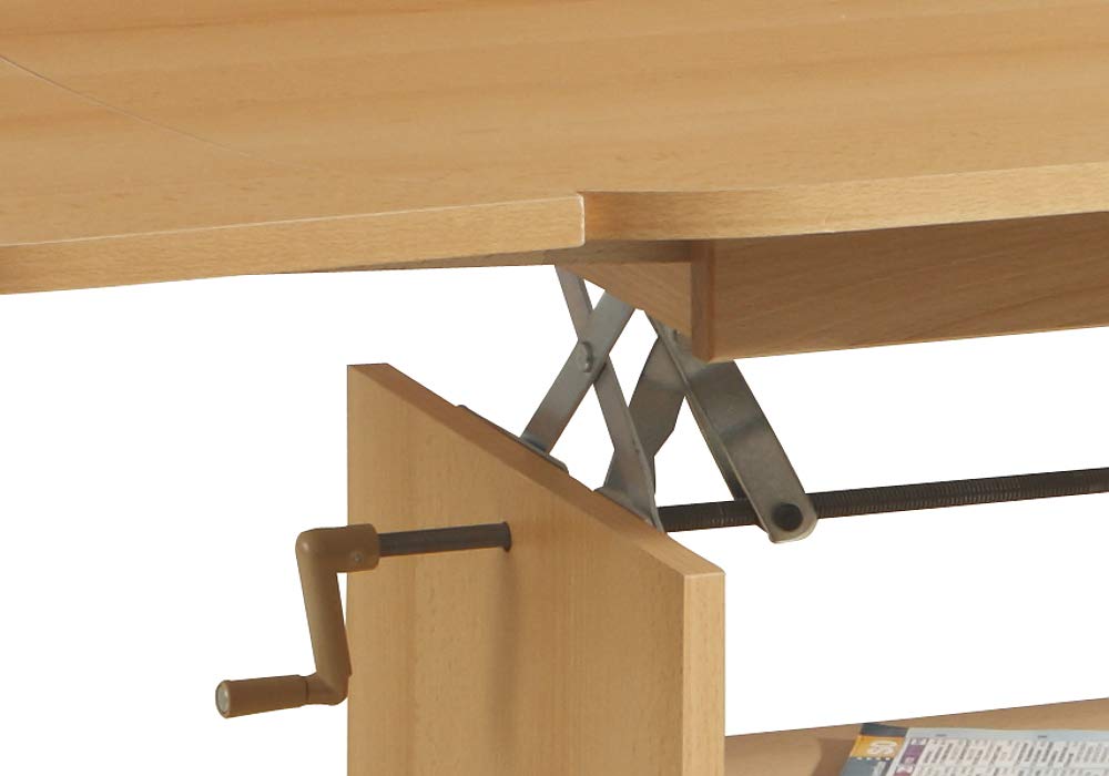 Funktionscouchtisch Babsi Buche höhenverstellbar ausziehbar Couchtisch Wohnzimmertisch mit Höhenverstellung