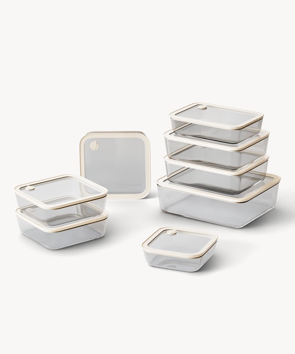 Frischhaltedosen Glas Set 8 teilig mit Deckel BPA frei luftdicht mikrowellengeeignet ofenfest für Meal Prep