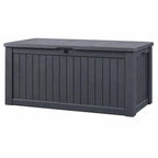 Auflagenbox Kissenbox 570 Liter 100% wasserdicht Belüftung kein Schimmel Holzoptik Deckel 250 kg Anthrazit
