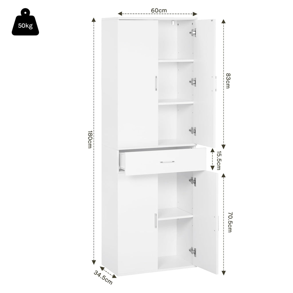 Aktenschrank Büroschrank für Büro mit Schublade und Türen 60x180x34 cm weiß Büromöbel Stauraum