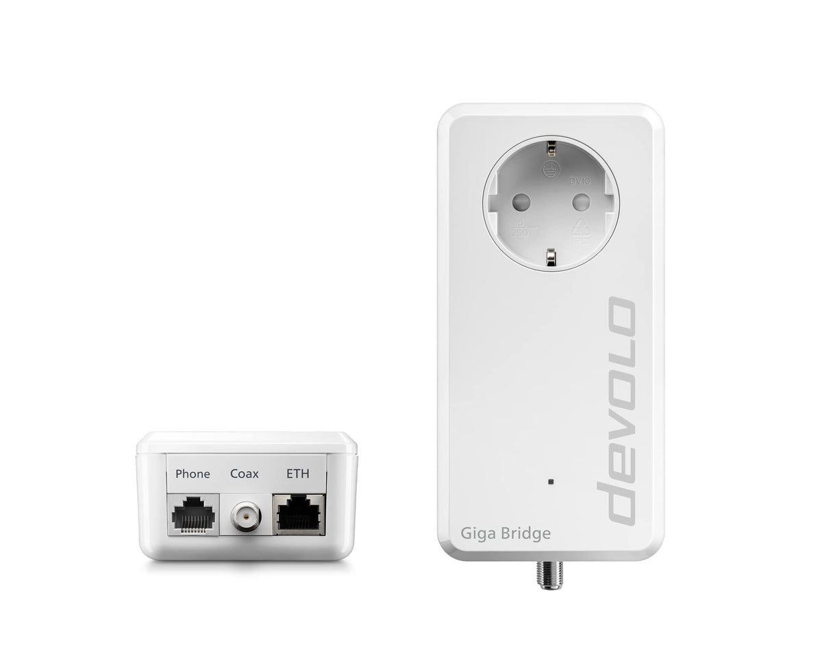 Giga Bridge Koaxial Set Netzwerklösung zum Verbinden von ONT und Router inklusive Kabel Weiß 07114