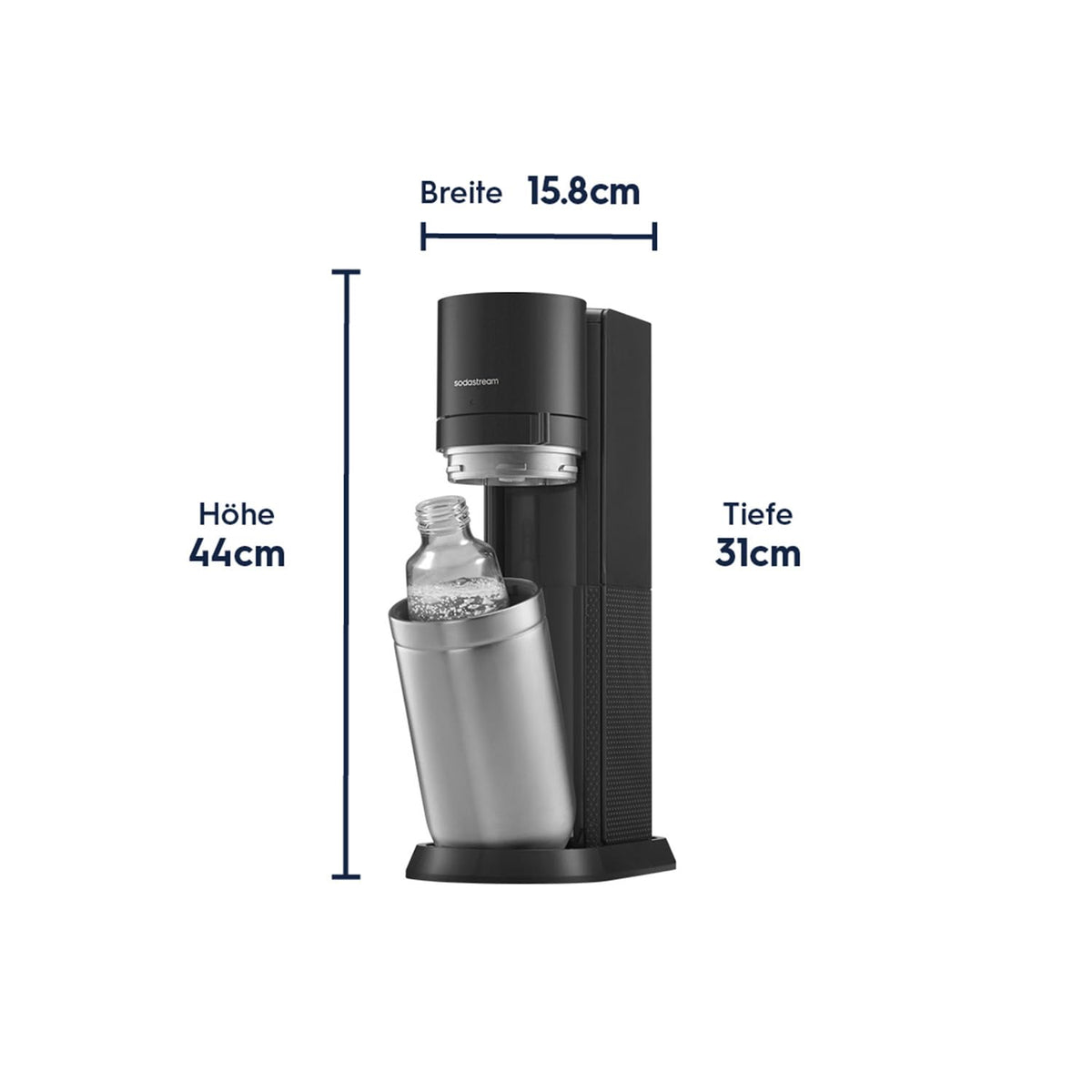 Duo Wassersprudler 2x60L CO2 Zylinder 2x1L Glasflasche 2x BPA freie 1L Flasche spülmaschinenfest öko titan