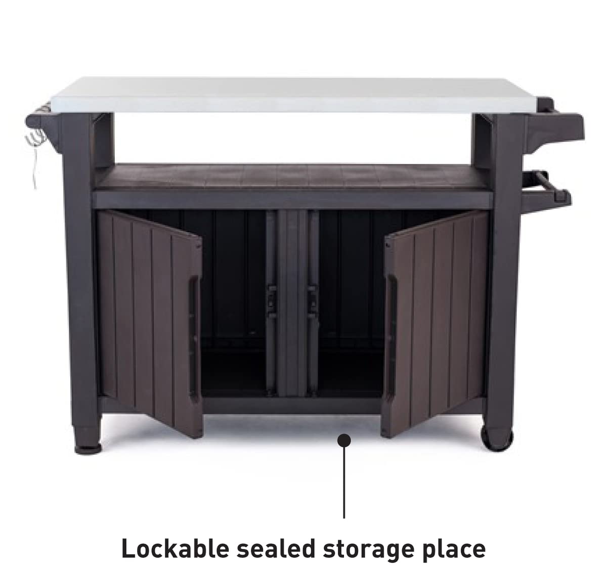 Unity XL BBQ Beistelltisch 134x51.7x89.6cm grau wetterfest Edelstahl Arbeitsplatte Outdoor Sideboard