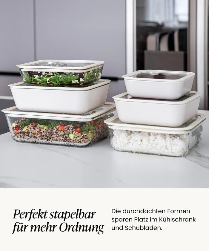 Frischhaltedosen Glas Set 8 teilig mit Deckel BPA frei luftdicht mikrowellengeeignet ofenfest für Meal Prep