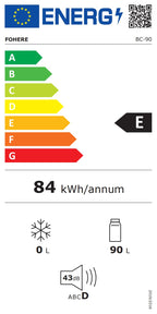 90L Mini Kühlschrank mit Gefrierfach Gemüsefach Schlafzimmer 7 Stufen Thermostat Leise Schwarz Energieklasse E