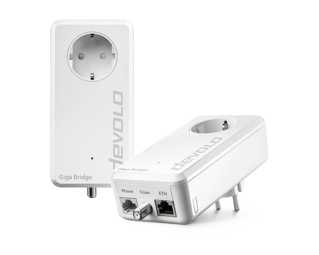 Giga Bridge Koaxial Set Netzwerklösung zum Verbinden von ONT und Router inklusive Kabel Weiß 07114