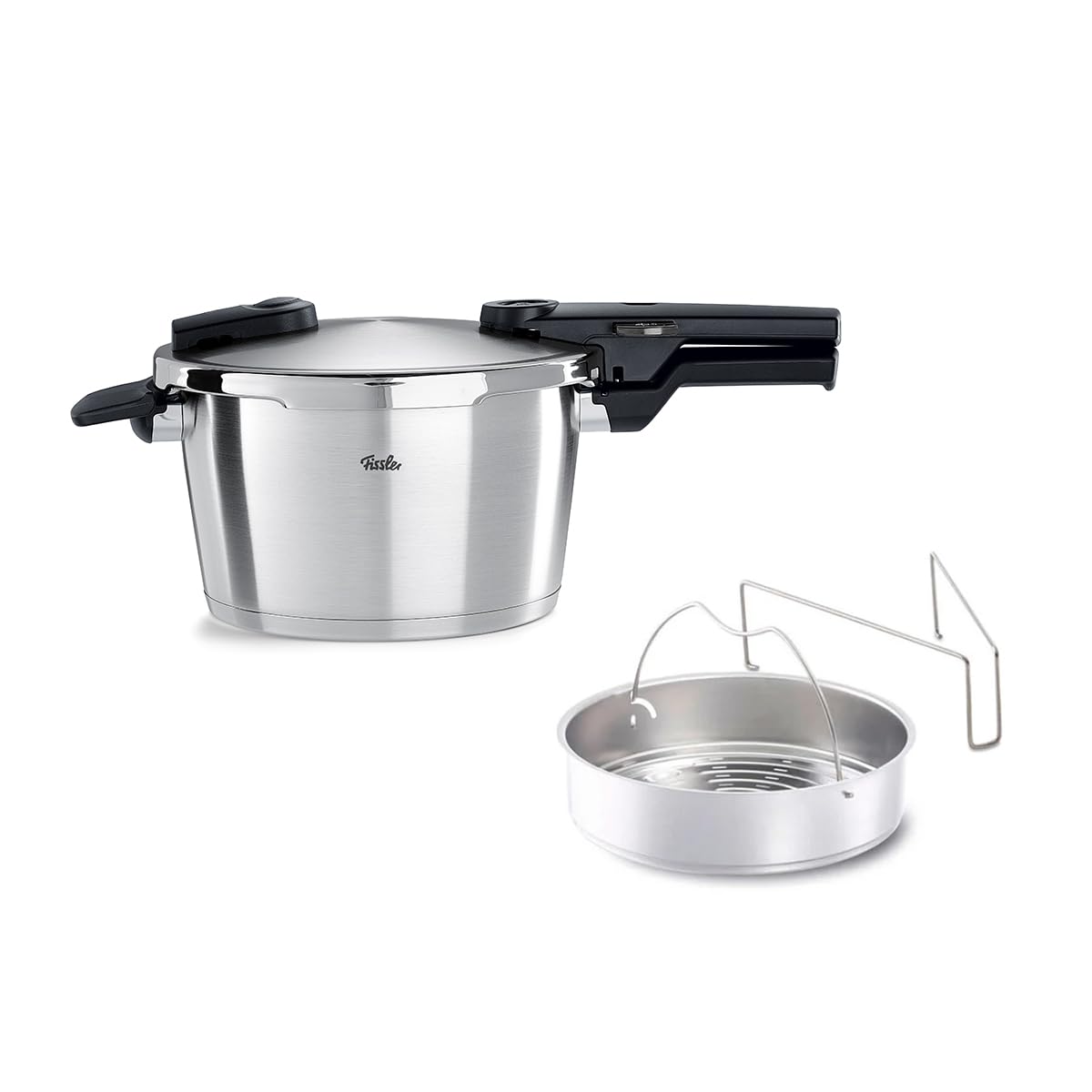 Vitaquick Premium Schnellkochtopf 4,5 L 22 cm mit Einsatz Edelstahl 2 Garstufen Induktion