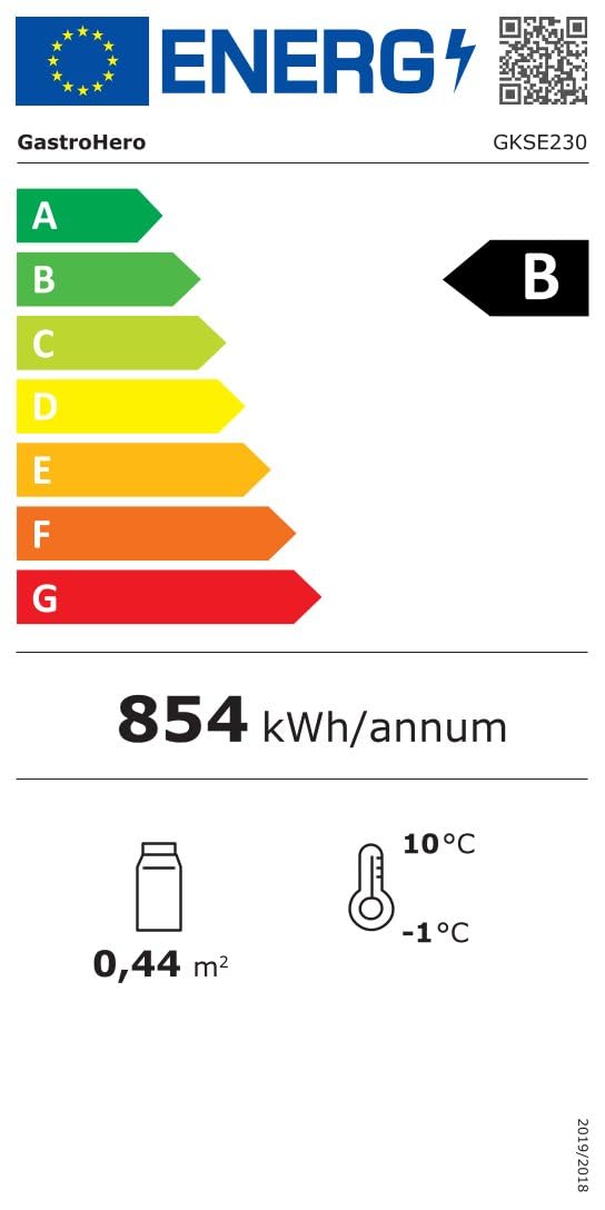Getränkekühlschrank 230 Liter 4 Böden schwarz GKSE230 Energieklasse B für Gastronomie und Gewerbe