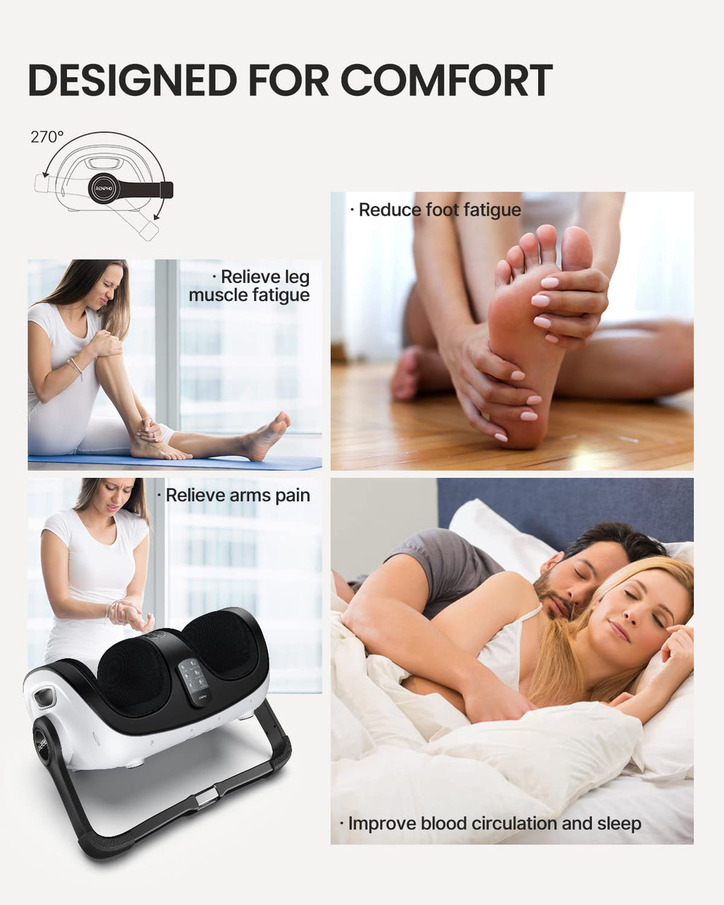 4 in 1 Shiatsu Fuß und Wadenmassagegerät mit Wärme Fußmassagegerät für Zuhause Entspannung