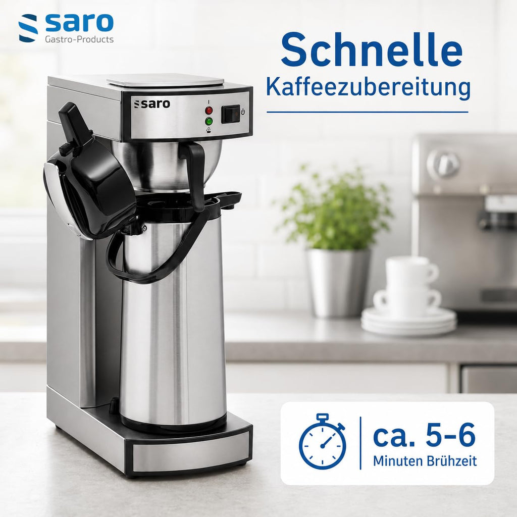 Kaffeemaschine mit Edelstahl Isolierpumpkanne 2,2 L Brühzeit 5 bis 6 Min Trockenlaufschutz 2,069 kW THERMO 24