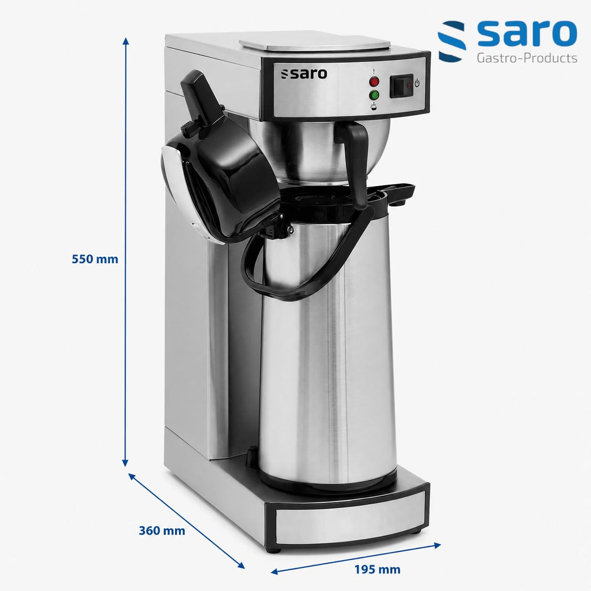 Kaffeemaschine mit Edelstahl Isolierpumpkanne 2,2 L Brühzeit 5 bis 6 Min Trockenlaufschutz 2,069 kW THERMO 24
