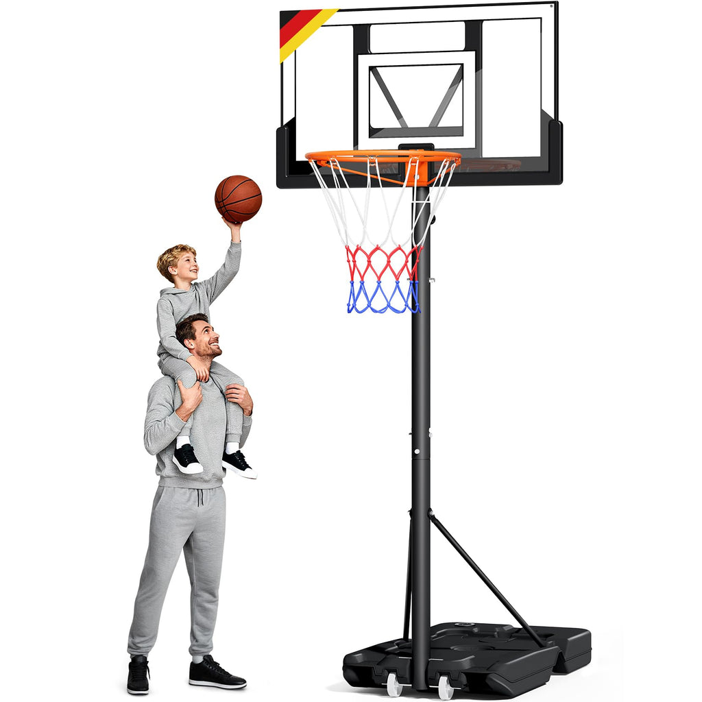 Basketballkorb Outdoor verstellbar 100 bis 305 cm mit Ständer bruchsichere Rückwand 2 wetterfeste Netze Kinder