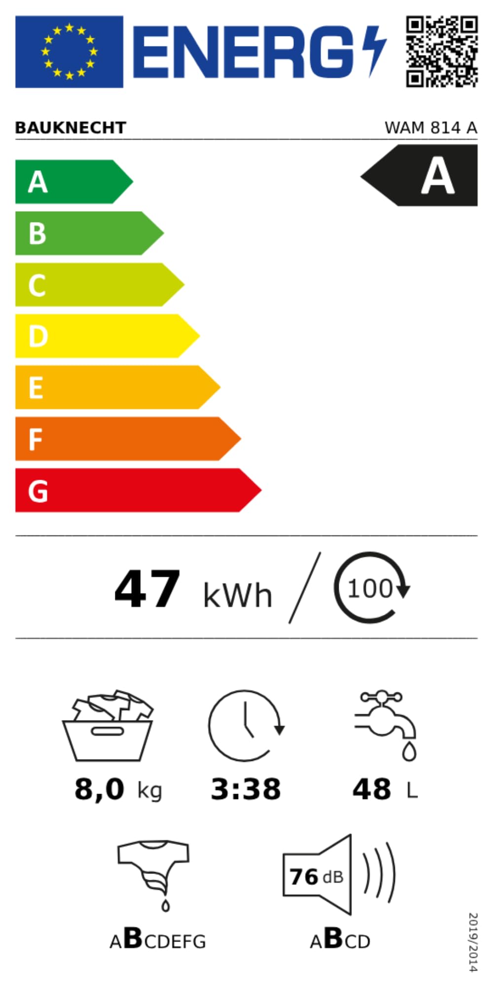 WAM 814 A Waschmaschine Frontlader 8 kg Energieklasse A Anti Allergie AutoClean Flecken 40° Startzeitvorwahl