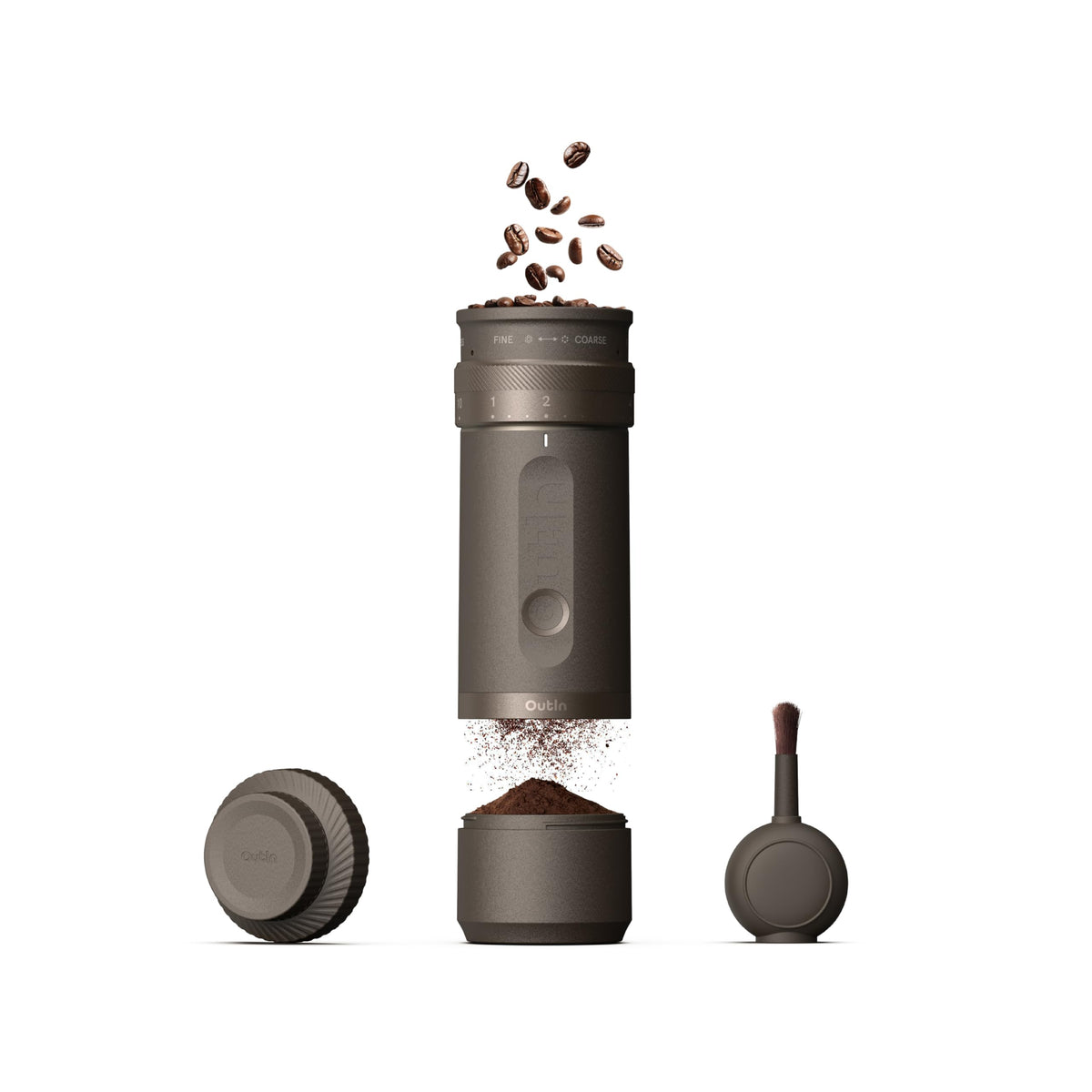 Fino Elektrische Kaffeemühle mit Kegelmahlwerk Tundra Brown für Espresso Filterkaffee French Press