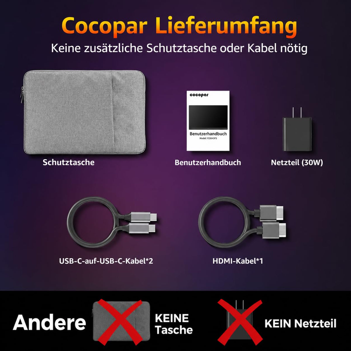 Tragbarer Monitor 18.5 Zoll 1080P FHD 120% sRGB HDMI USB-C Lautsprecher VESA Ständer für Laptop Xbox PS4 PS5
