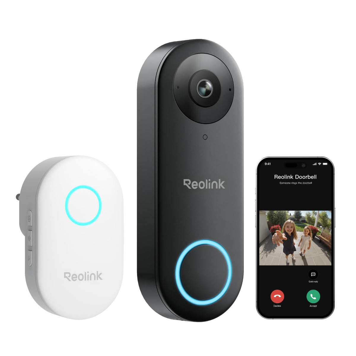 5MP Videotürklingel mit Chime 2,4 GHz und 5 GHz WLAN 180 Grad Ultraweitwinkel für den Hauseingang