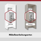 Waschmaschinenschrank für Waschmaschine und Trockner 183,7x65x66 cm ausziehbarer Regalboden Hochkant 18mm Weiß