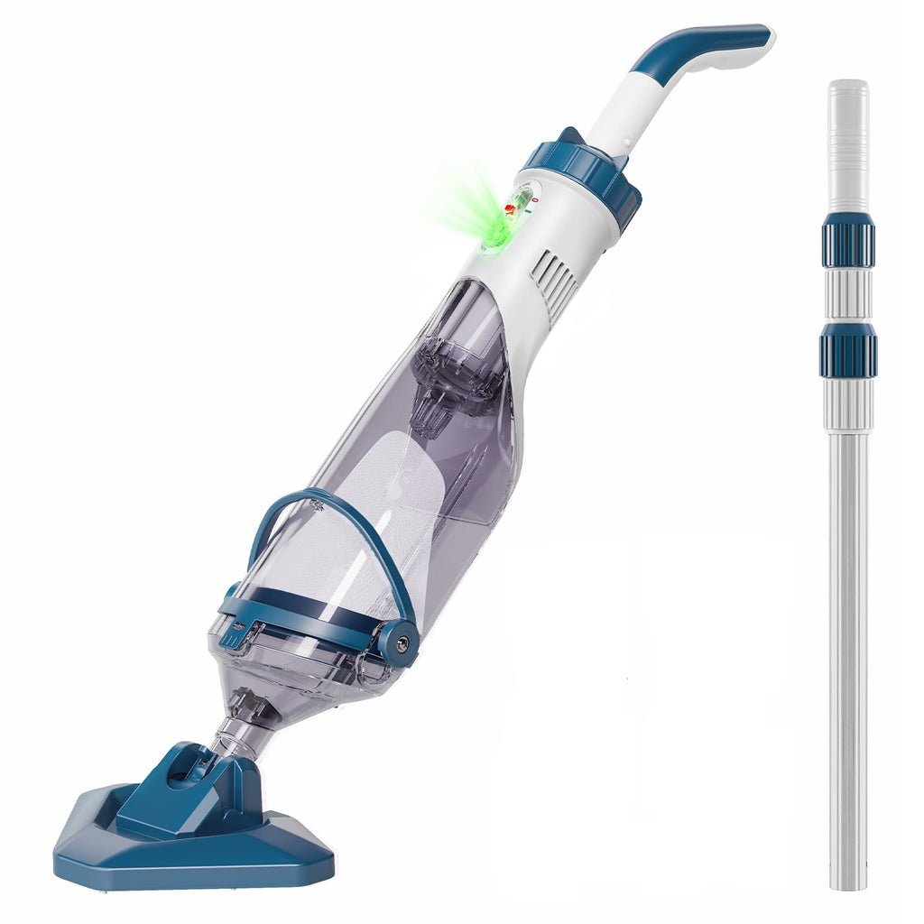 Akku Poolsauger 60 Min 222 cm Teleskopstange 4 Filter Absaugung 4200 l pro Stunde für oberirdische Pools blau