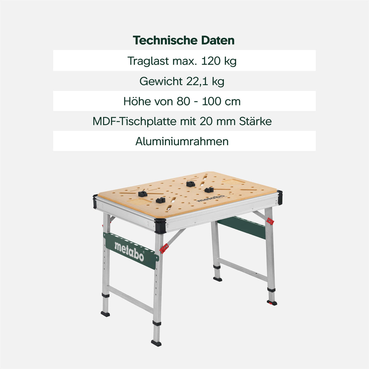 Multifunktionstisch MWB 100 klappbare Werkbank und Montagetisch für Werkstatt Montage und Heimwerker