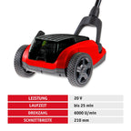 Akku Handrasenmäher 20V mit einstellbarer Schnitthöhe 25 bis 48 mm für präzisen Schnitt im Garten