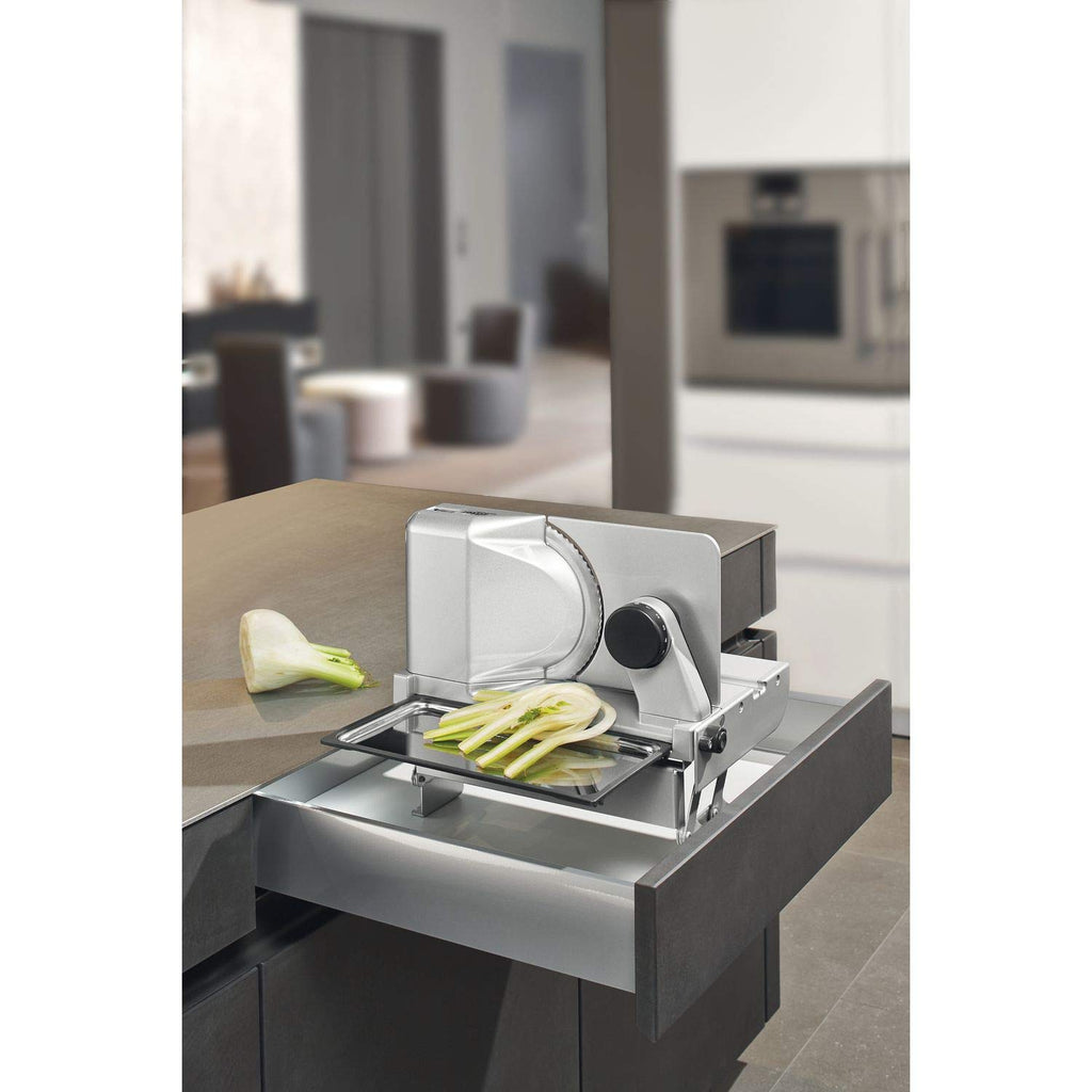 MultiSchneider AES 62 SR elektrischer Allesschneider silber metallic für Brot Wurst Käse Gemüse Schnittstärke