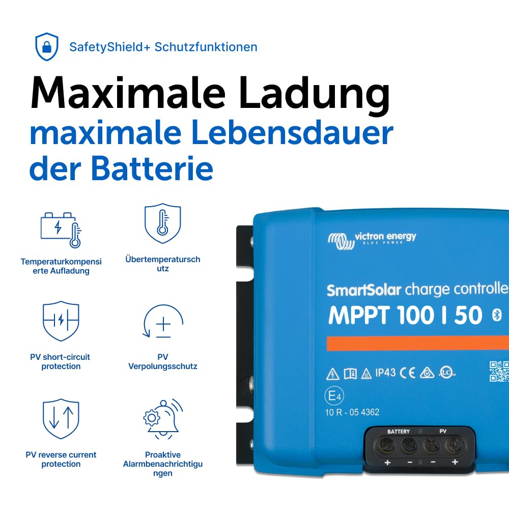 SmartSolar MPPT Solarladeregler 100V 50A 12V 24V Bluetooth für Wohnmobil Boot Inselanlage Solaranlage