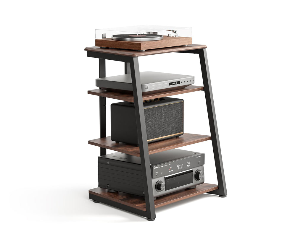 HiFi Rack aus Holz und Stahl mit verstellbaren Ablagen 61 x 52 x 78 cm für Fernseher und Audiogeräte