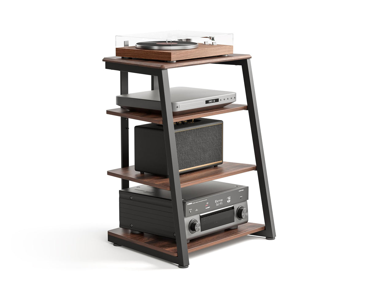 HiFi Rack aus Holz und Stahl mit verstellbaren Ablagen 61 x 52 x 78 cm für Fernseher und Audiogeräte