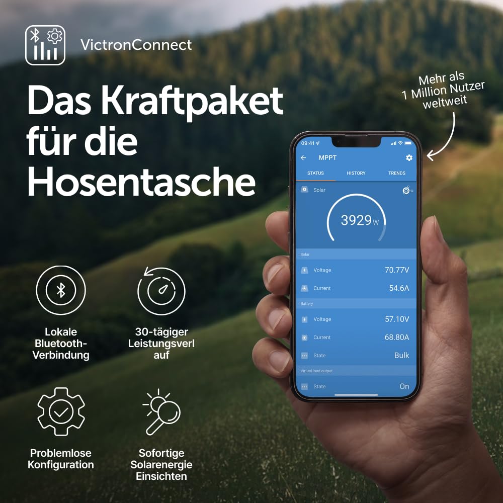SmartSolar MPPT Solarladeregler 100V 50A 12V 24V Bluetooth für Wohnmobil Boot Inselanlage Solaranlage