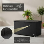 Auflagenbox wasserdicht XXL 950 l schwarz Gartenbox Aufbewahrungsbox Kissenbox Outdoor Gartentruhe Polyrattan