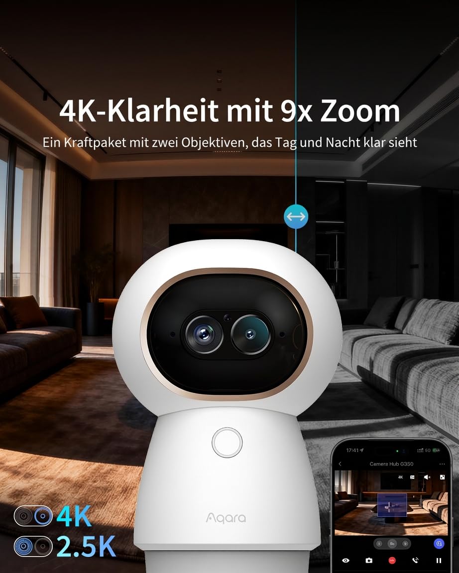 4K Überwachungskamera Innen G350 UHD Dual Objektiv Kamera Hub für Smart Home Sicherheitssystem