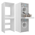 Waschmaschinenschrank für Waschmaschine und Trockner 183,7x65x66 cm ausziehbarer Regalboden Hochkant 18mm Weiß