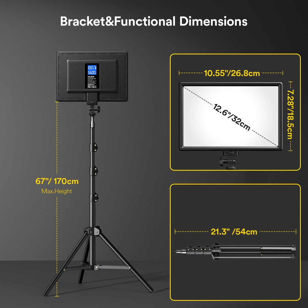 2er Set LED Videoleuchte mit 180 cm Stativ Softlicht für Video Streaming Fotografie