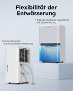 Luftentfeuchter 30L xWolei für Räume bis 245m³ 90m² 40dB mit Ablaufschlauch Filter Timer 10 Jahre Garantie