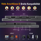 Tragbarer Monitor 18.5 Zoll 1080P FHD 120% sRGB HDMI USB-C Lautsprecher VESA Ständer für Laptop Xbox PS4 PS5