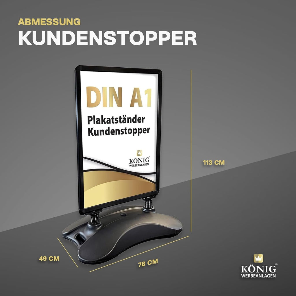 Kundenstopper Keitum Wind Line DIN A1 beidseitig für 2 Plakate wetterfest entspiegelte Schutzscheiben Schwarz