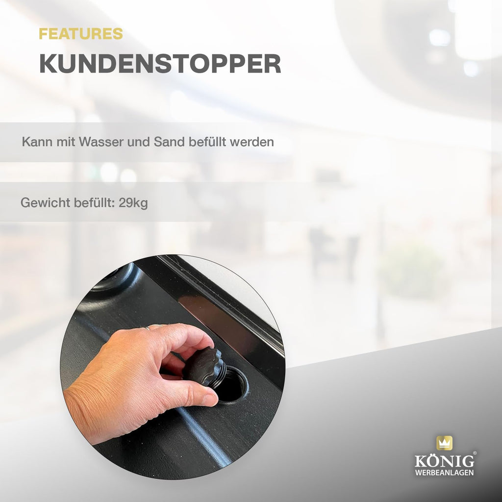Kundenstopper Keitum Wind Line DIN A1 beidseitig für 2 Plakate wetterfest entspiegelte Schutzscheiben Schwarz