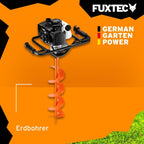 Erdlochbohrer FX-EB143ECO mit 2 Bohraufsätzen 42,7 cm³ 2 Takt Motor 100/150 mm Bohrer Fliehkraftkupplung