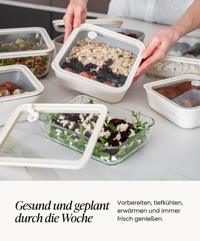 Frischhaltedosen Glas Set 8 teilig mit Deckel BPA frei luftdicht mikrowellengeeignet ofenfest für Meal Prep