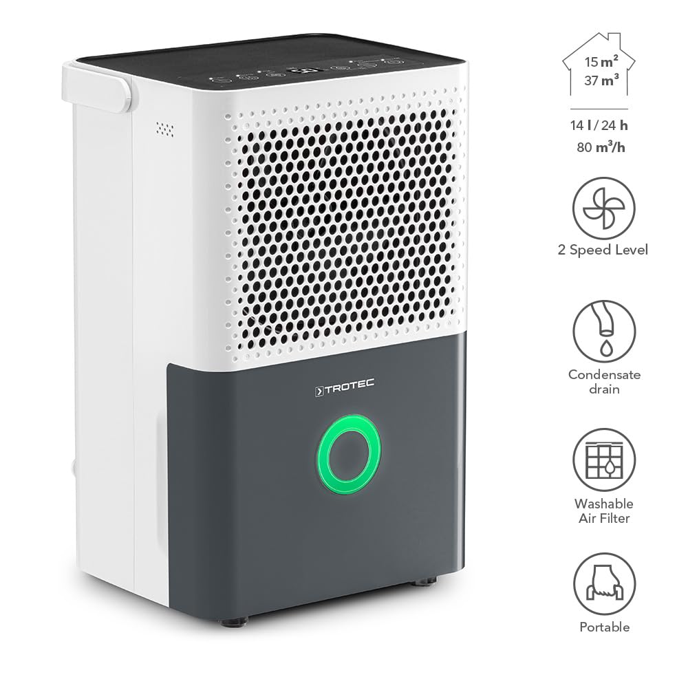 TTK 33 E Luftentfeuchter 14 L pro Tag für Räume bis 15 m² bzw 37 m³ ideal und leise für Wohnräume