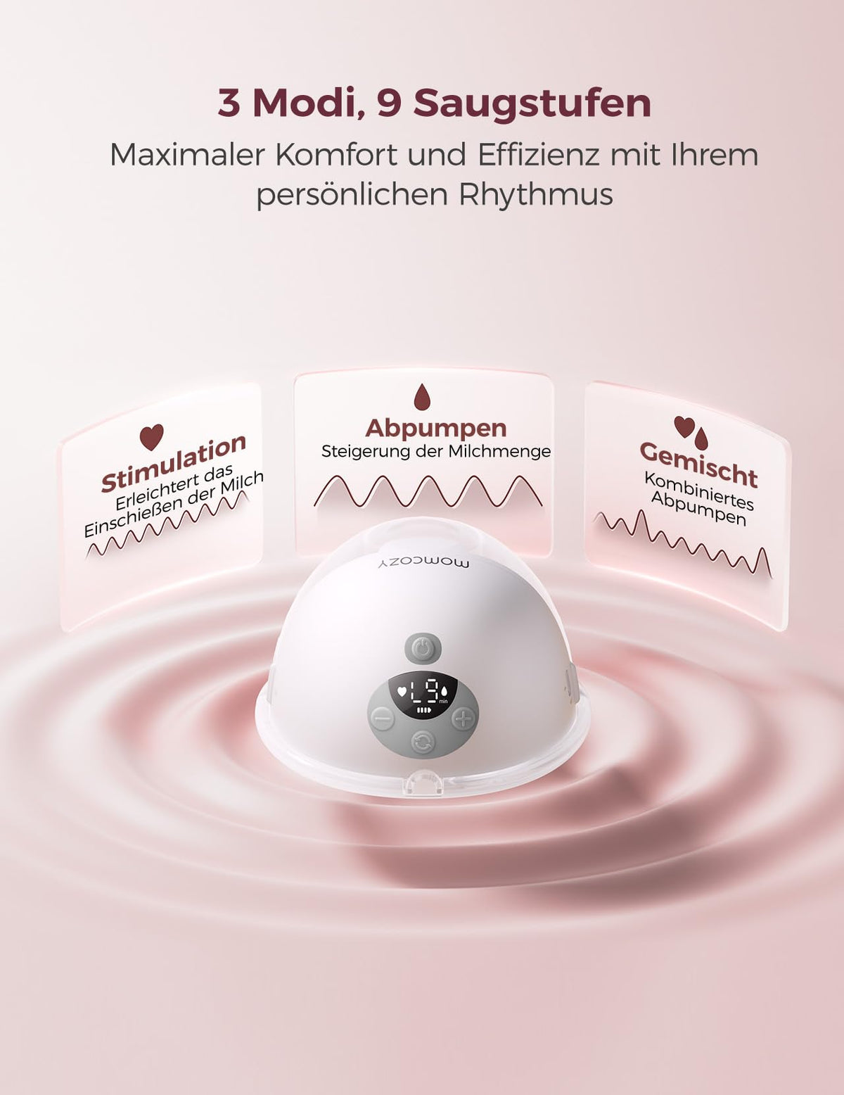 M5 Smart tragbare elektrische Milchpumpe handsfree per App steuerbar 1 Pack Grau für Stillende