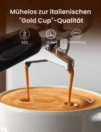 Espressomaschine aus Edelstahl mit sichtbarem Manometer und Barista Kit für Espresso und Cappuccino