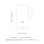 Edelstahl Wasserkocher Mattschwarz 1,2 L mit Temperatureinstellungen 360° Drehbasis leise tropffreier Ausguss