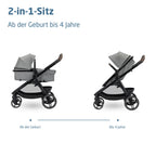 Zelia Select Trio Kinderwagen 3in1 mit Kindersitz 0 bis 4 Jahre 22 kg faltbar wendbar CabrioFix S iSize Grau