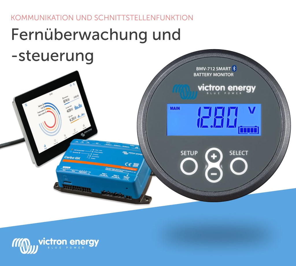 BMV-712 Smart Batteriemonitor 6.5 bis 70 VDC Grau für 12V 24V 48V Systeme mit Bluetooth und LCD Anzeige