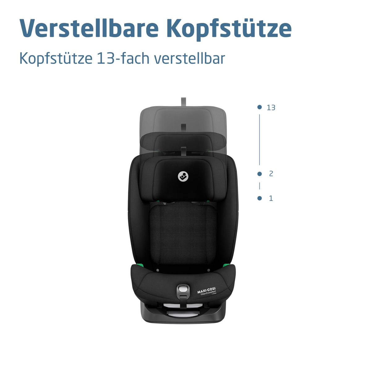 Titan S Comfort iSize Kindersitz 76 bis 150 cm mitwachsend ISOFIX 15 Monate bis 12 Jahre 13 Kopfstützen Black