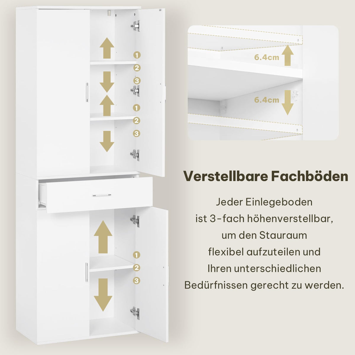 Aktenschrank Büroschrank für Büro mit Schublade und Türen 60x180x34 cm weiß Büromöbel Stauraum
