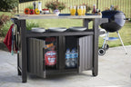 Unity XL BBQ Beistelltisch 134x51.7x89.6cm grau wetterfest Edelstahl Arbeitsplatte Outdoor Sideboard